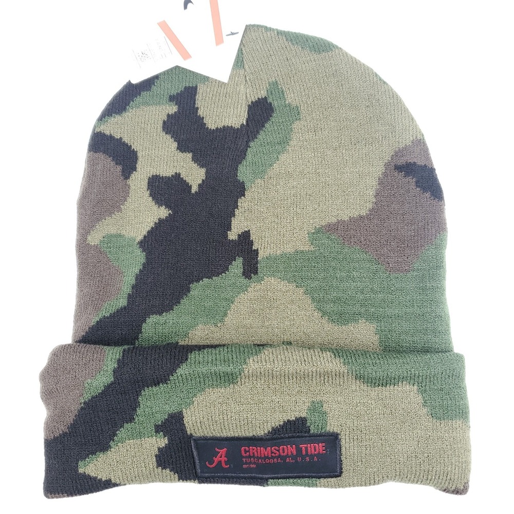 Alabama Crimson Tide Beanie Mens Nike Military Appreciation Green Camouflage - Picture 1 of 2